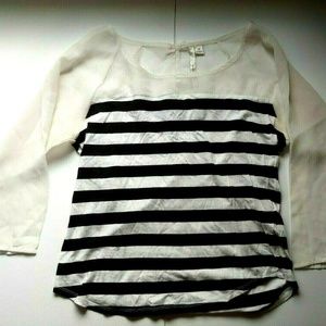 Lauren Conrad Sheer Striped Blouse Size M